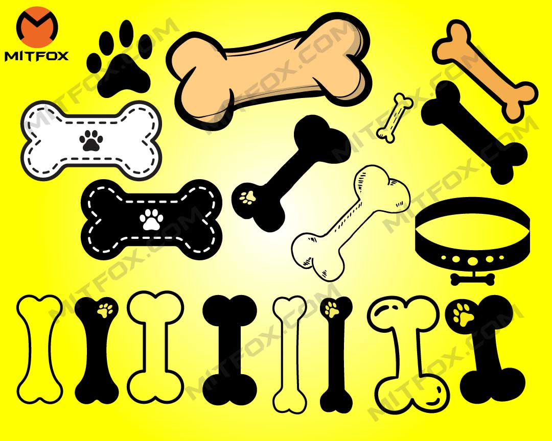 Dog Bone Svg, Dog Bone Digital, Dog Bone Png Clip Art, Dog Clipart Bundle - mitfox