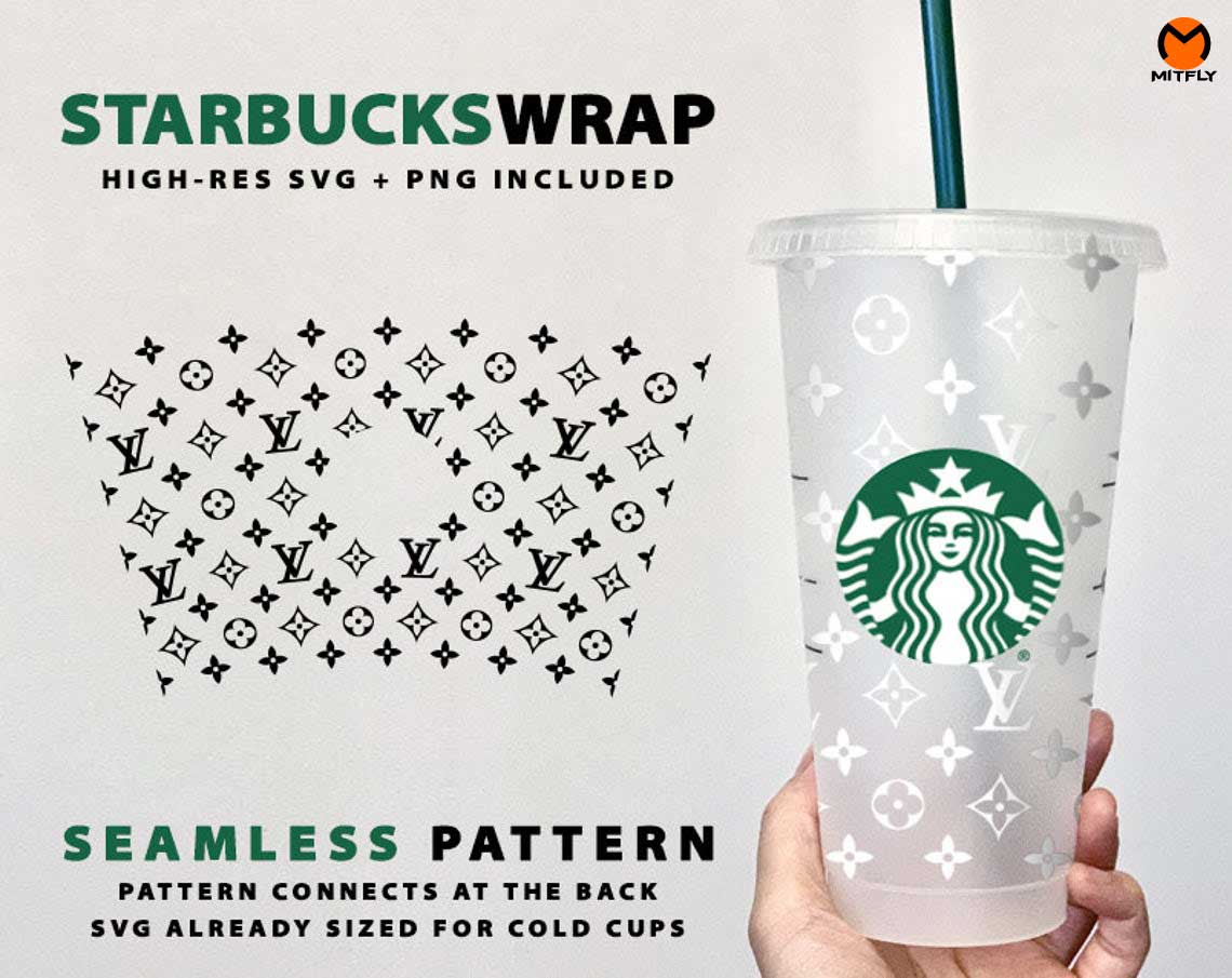 SEAMLESS lv STARBUCKS WRAP | Starbucks pattern svg and png