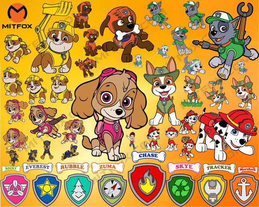 paw patrol svg, Paw Patrol SVG Layered, Skye Svg, Chase Svg, Everest Svg - mitfox