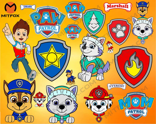 paw patrol svg, Paw Patrol SVG Layered, Skye Svg, Chase Svg, Everest Svg, Tracker Svg, Rubble Svg - mitfox