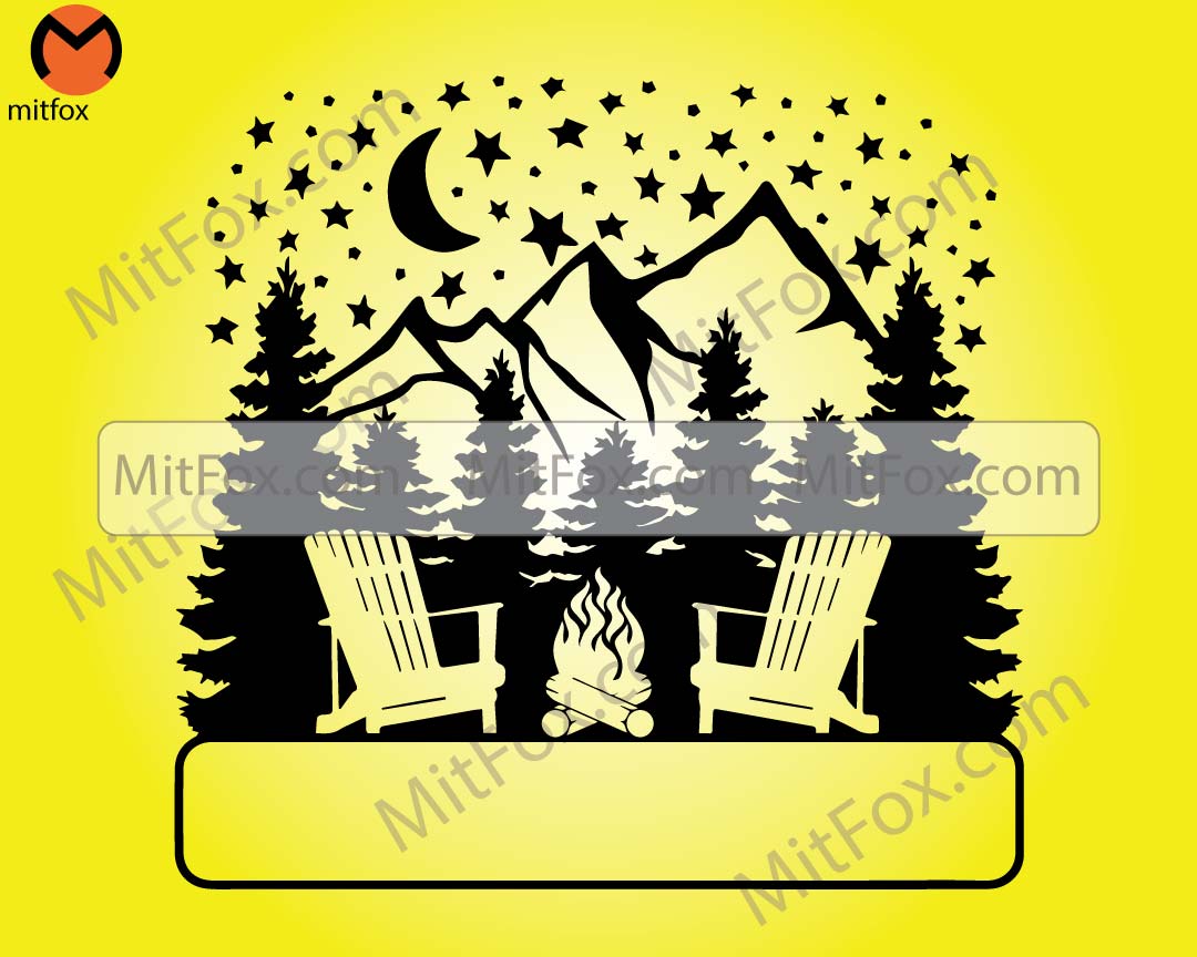 Adirondack Chairs Around The Fire Sign Svg - Camping Bucket Svg - Cabin Sign Svg - Welcome Sign Svg - Cut File For Cricut - Instant Download