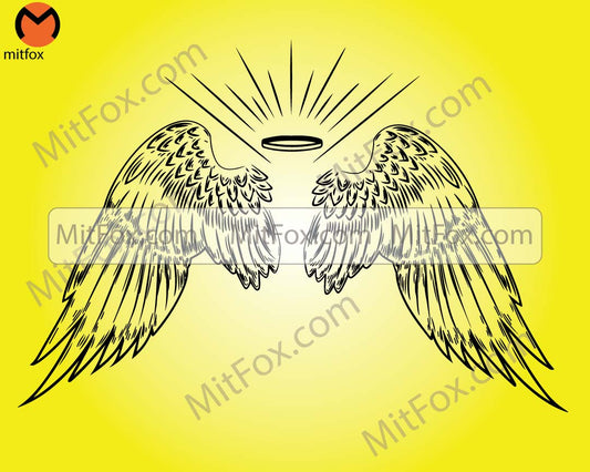 Angel Wings PNG, Memorial Angel Wings SVG, Angel Wings Clip Art, Angel Wings And Halo Svg, Angel Wings Silhouette, Cricut Angel Wings Svg