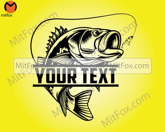 Bass Fishing Monogram Svg, Fishing Svg, Bass Name Fish Svg, Bass Clipart, Bass Vector, Bass Cricut, Bass Cut file, Fish Svg, Fish Hook Svg