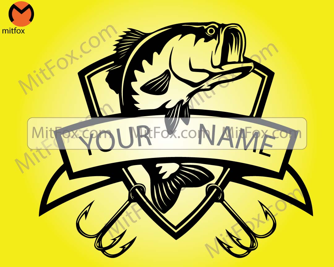 Bass Fishing Monogram Svg, Fishing Svg, Bass Name Fish Svg, Bass Clipart, Bass Vector, Bass Cricut, Bass Cut file, Fish Svg, Fish Hook Svg