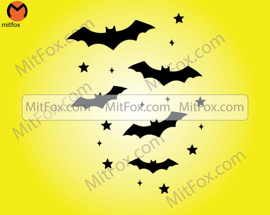 Bats and Stars SVG, Halloween SVG, Halloween Decors svg, Halloween Bat svg, Halloween Design svg, Halloween Vibes, Cut Files Cricut