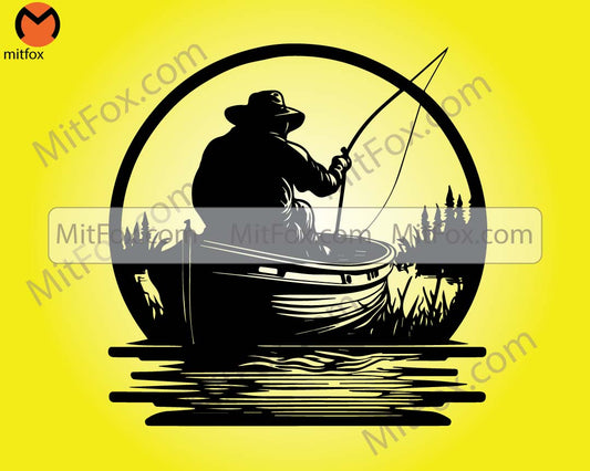 FISHERMAN in BOAT SVG, Fishing Svg Cut Files for Cricut, Fishing Clipart