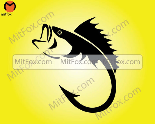 Fishing Hook Svg, Bass Fishing Svg, Fisherman Svg, Fishing Dad. Vector Cut file Cricut, Silhouette, Pdf Png Eps Dxf, Decal, Sticker, Vinyl.