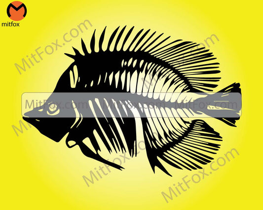 Fish skeleton svg dxf pdf laser cut files Svg file for cricut Fish bones wall art digital prints png Dxf file for CNC router laser plasma