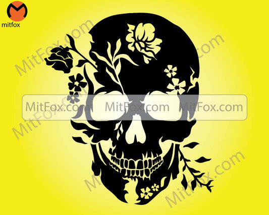 Floral skull svg | skull with flowers silhouette | skull clipart | skeleton svg | floral skeleton Svg | Skull Svg | Magic skull svg | Png