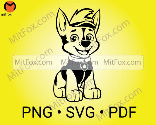 German Shepherd Svg, K9 Dog Png, Police Dog T-Shirt Design, German Dog, Clipart File, Black And White Print, Commercial Use License