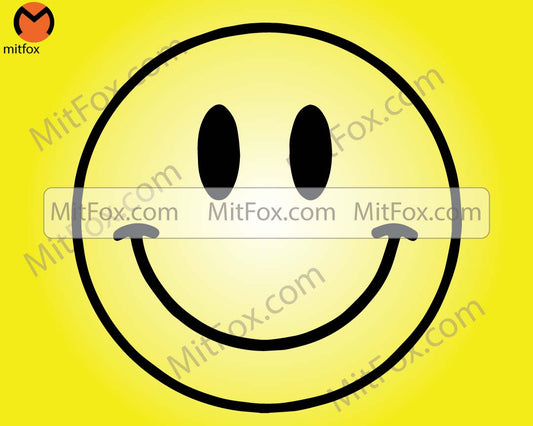 Iconic vector classic smiley SVG file download. Smile! Includes transparent PNG. No royalties or restrictions.