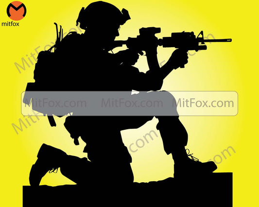 Military Combat Soldier Cut Files: Vector Graphic, Multiple Formats, High-Quality