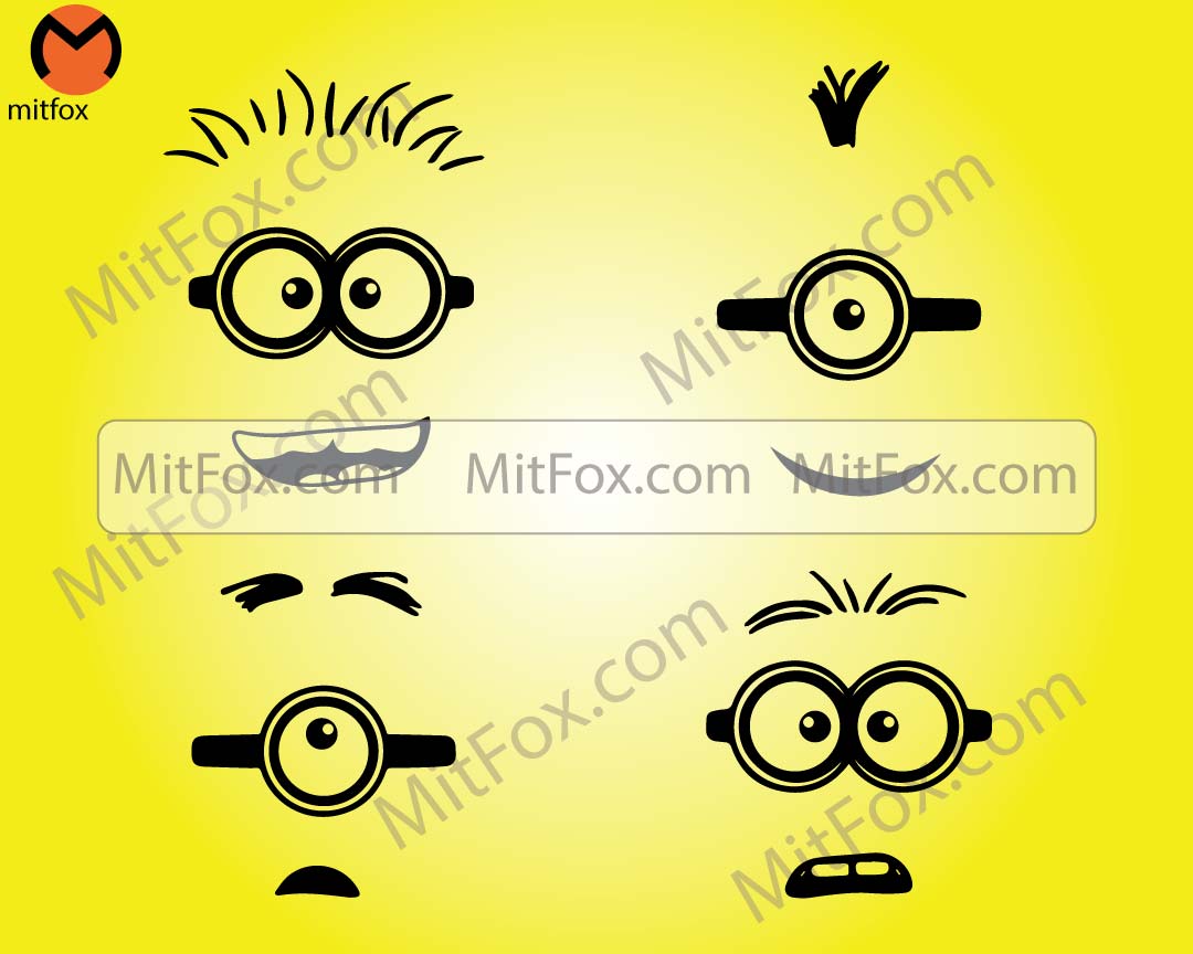 Minion face svg Bundle,Minion SVG,funny Minion face,minion cut file for circuit,Minion eyes,Files for Silhouette,Instant download.