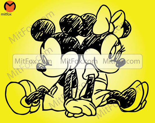 Mouse Sketch, Girl Mouse Sketch, Mouse file, Mouse Vintage Digital Download, Digital File, Sublimation, T-Shirt, Tumbler, Png File