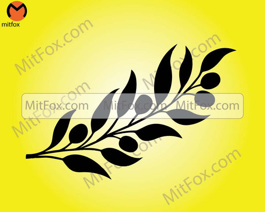 Olive Svg, Olive Branch Svg, Olive Leaf Svg, Olive Branch Stencil, Branch Vector Eps, Olive Branch Cut File, Silhouette Cricut