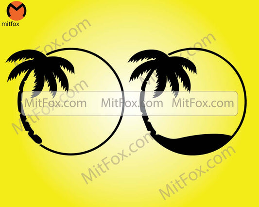 Palm Tree Circle Border SVG - Round SVG Design - Cricut - Silhouette - Glowforge Cut files - svg - png - dxf