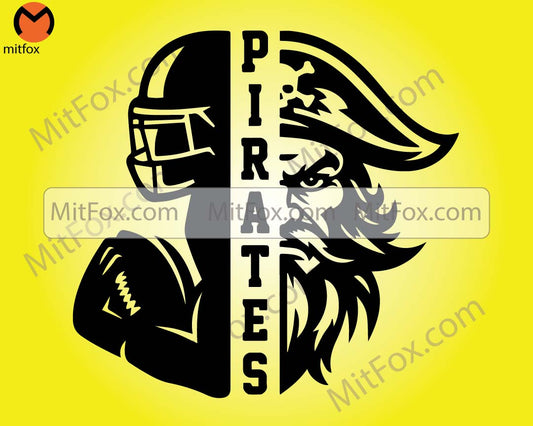 Pirates Football SVG, Pirates SVG, Football cut file, Football Silhouette & Cricut Cut File, Pirates Football