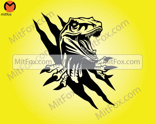 Raptor in the wall scratch svg / velociraptor dinosaur sharp claws clip art