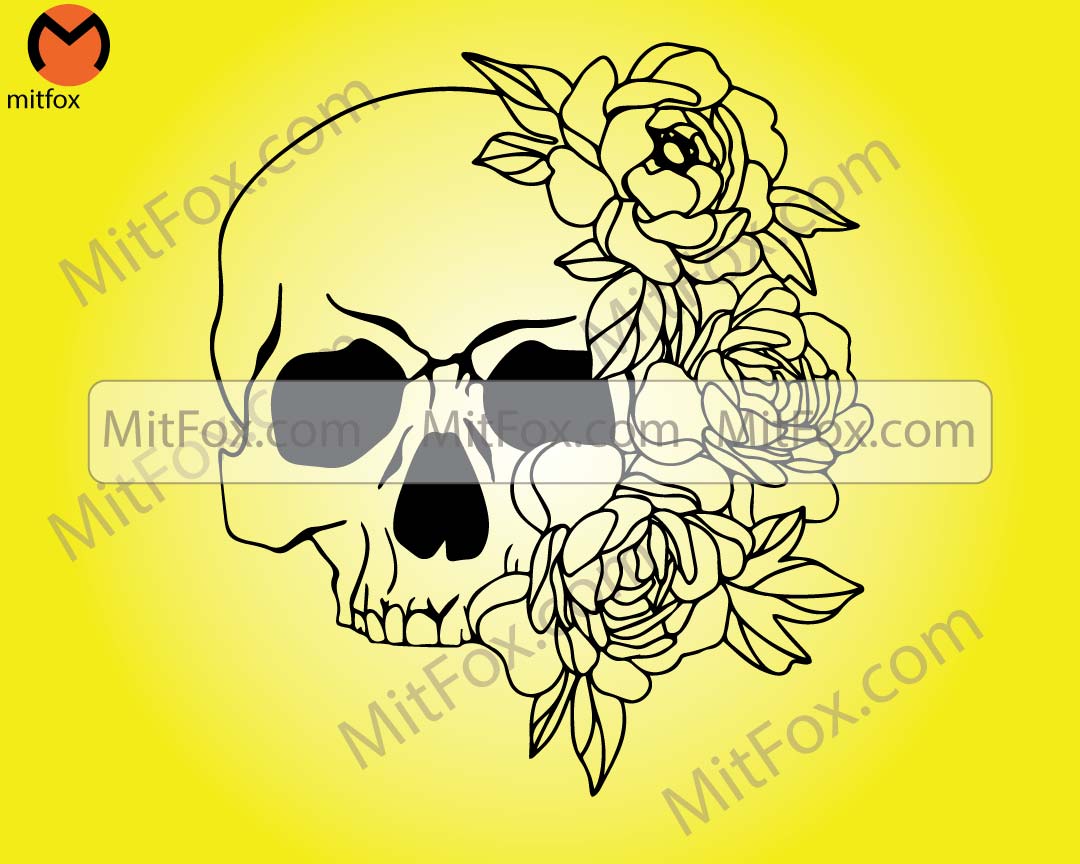 Skull svg file, Flower skull SVG, Skull cut file, Floral Skull Svg file, Halloween, gothic, skull with flowers svg file, witchy svg files