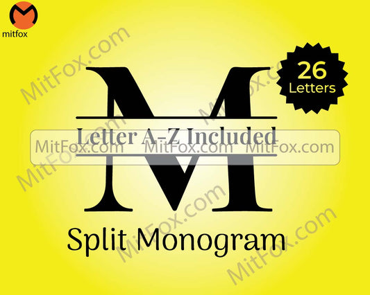 Split Monogram SVG Bundle, Spilt Letter Svg, Alphabet Clipart, Last Name Svg, Family Name Frame, Commercial Use Cut Files Svg/Png/Eps/Dxf