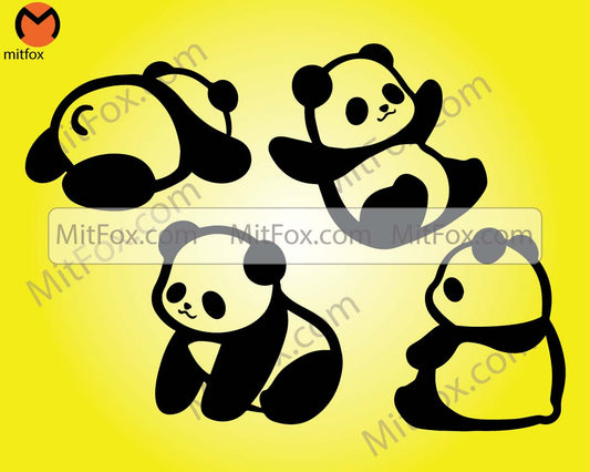 cute panda svg png bundle, baby panda digital clipart, kawaii panda svg png, panda cut file, panda instant printable, hand drawn panda